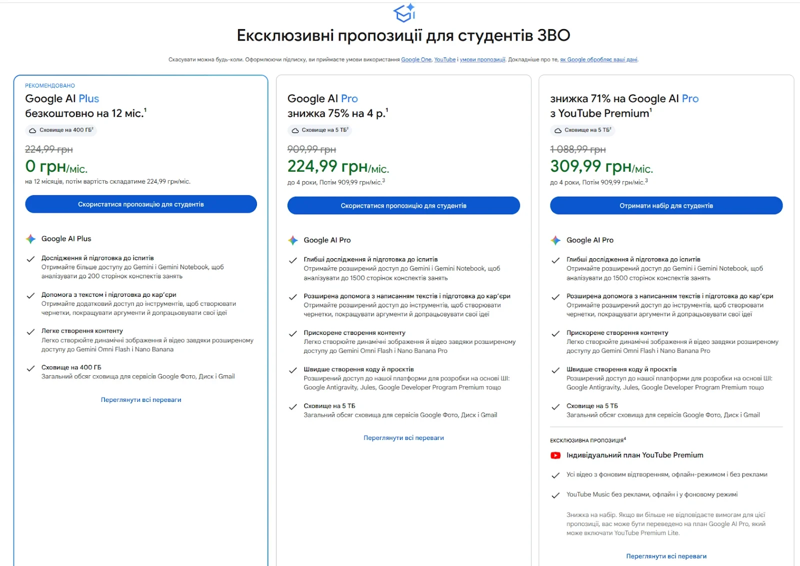 Google дає українським студентам рік Google AI Plus безплатно