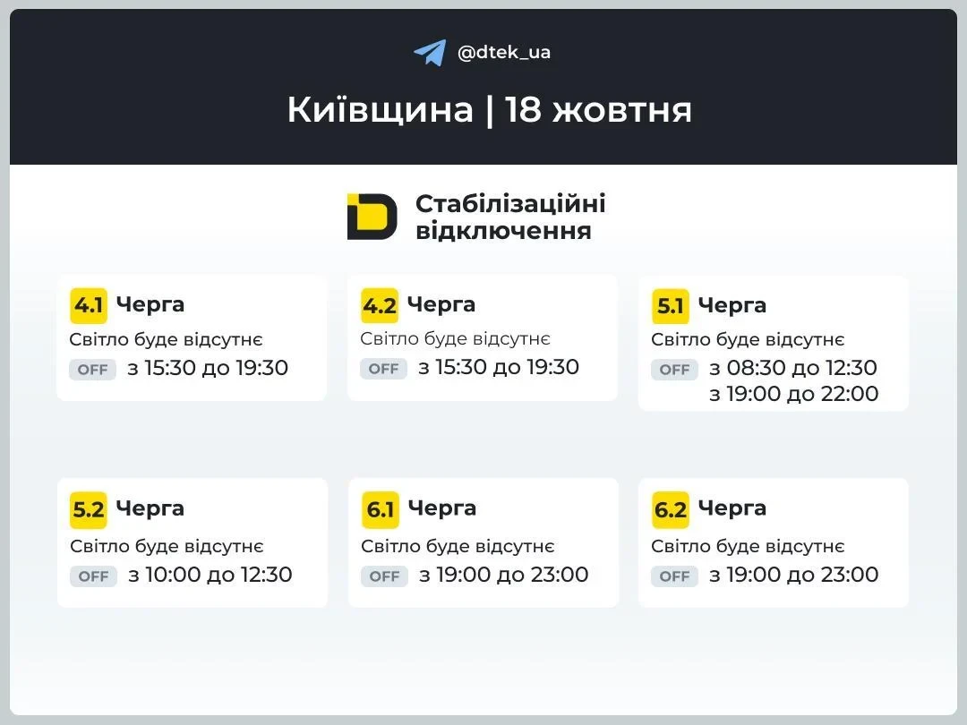 Як в Україні відключатимуть світло у неділю: графіки на 18 жовтня